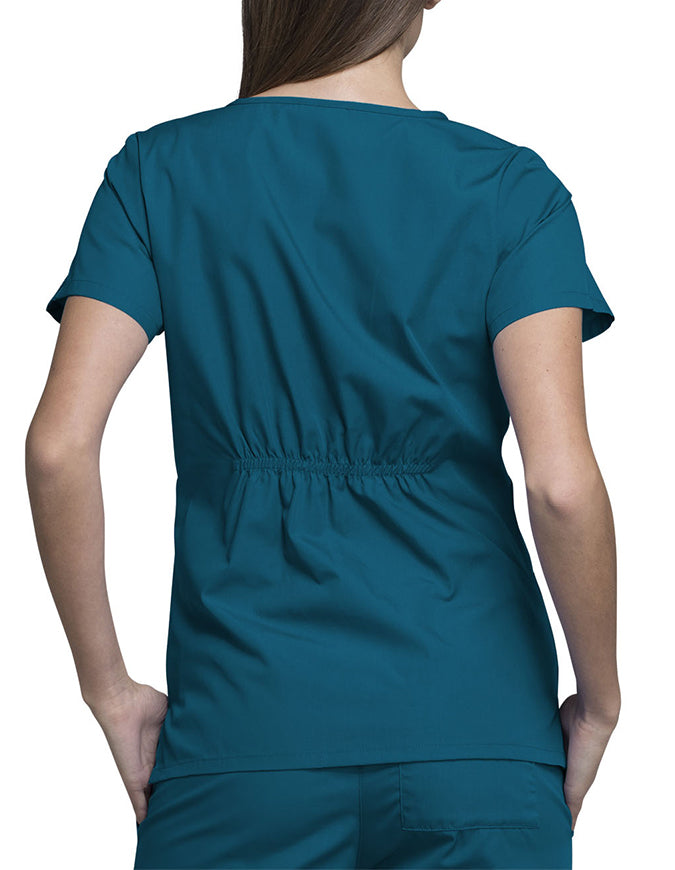 Cherokee Workwear Womens Four Pocket Scrub Top Caribbean Blue