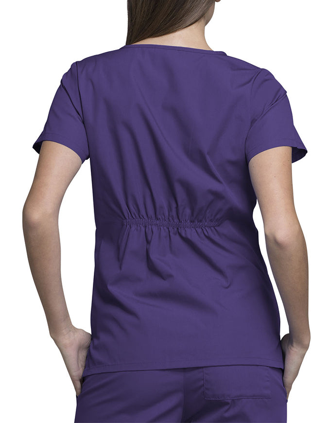 Cherokee Workwear Womens Four Pocket Scrub Top Grape