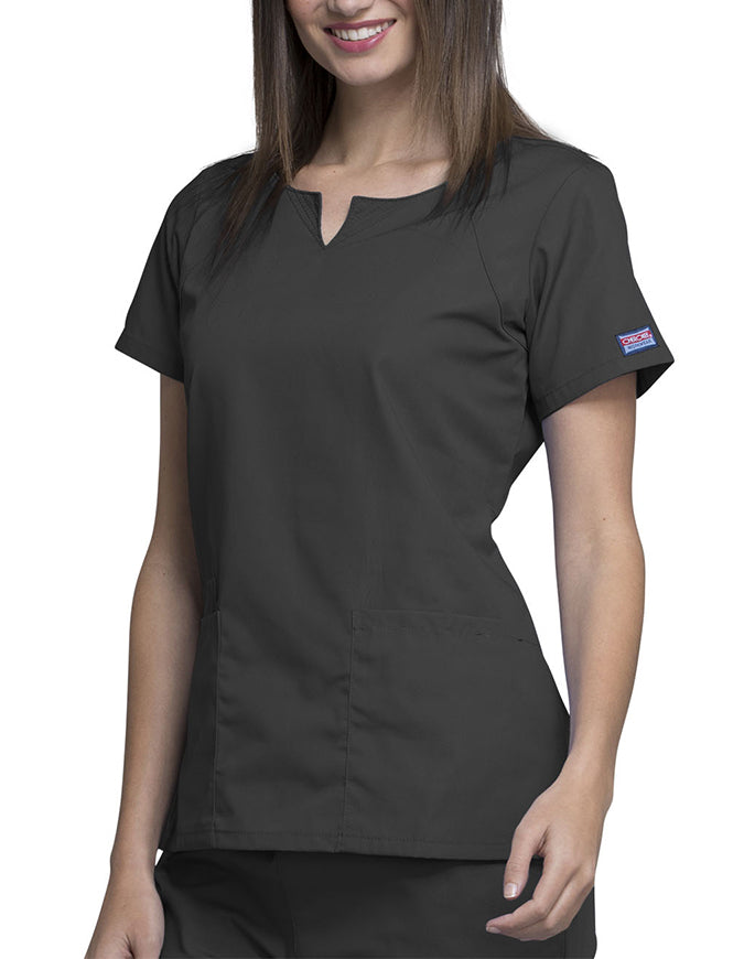 Cherokee Workwear Womens Four Pocket Scrub Top Pewter