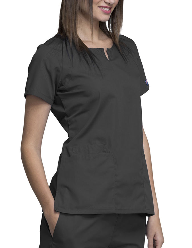 Cherokee Workwear Womens Four Pocket Scrub Top Pewter