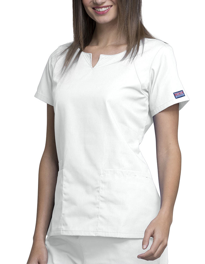 Cherokee Workwear Womens Four Pocket Scrub Top White