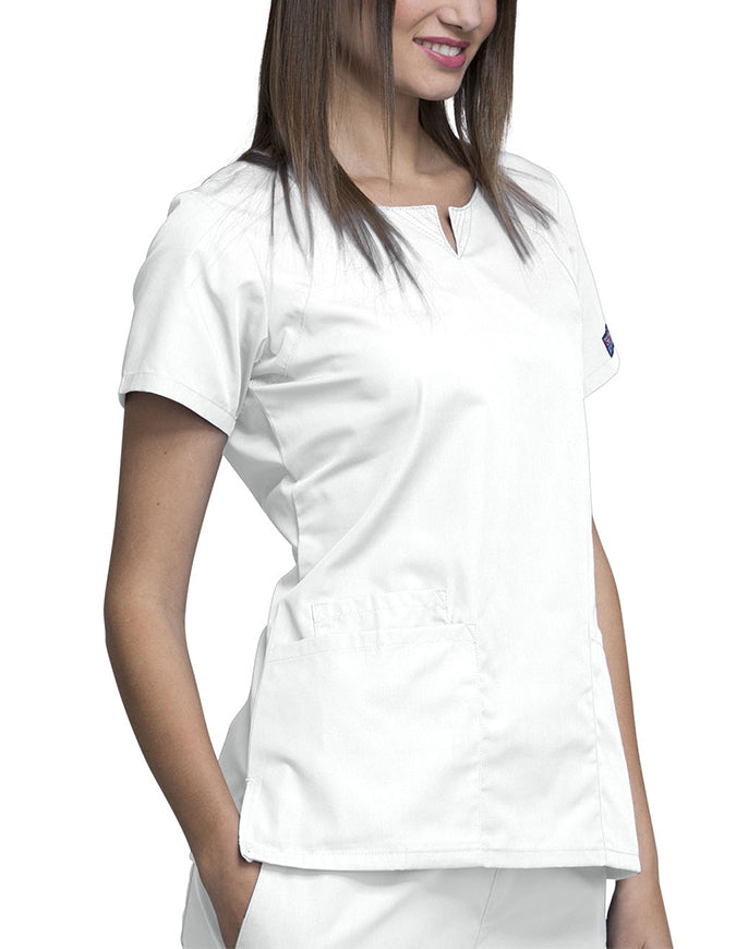 Cherokee Workwear Womens Four Pocket Scrub Top White