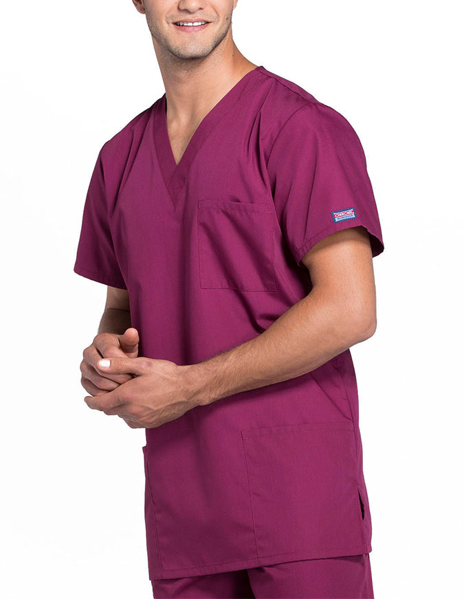 Cherokee Workwear Unisex Three Pocket Scrub Top - Wine