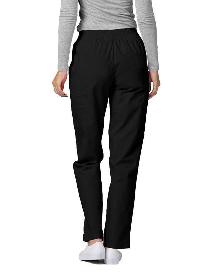 Adar 30 Inch Women Elastic Waist Cargo Scrub Pants Silver Black