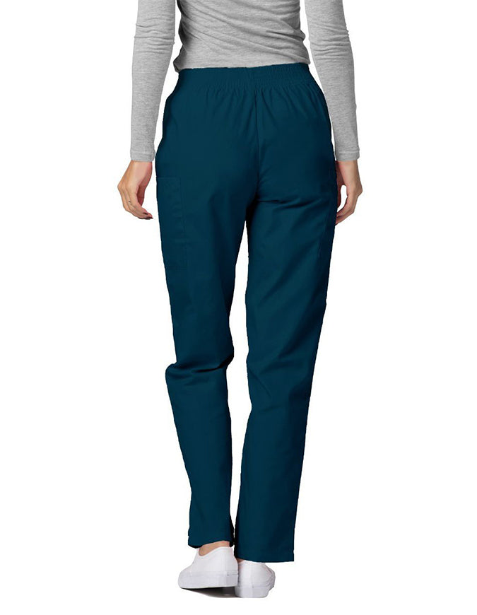 Adar 30 Inch Women Elastic Waist Cargo Scrub Pants Caribbean Blue