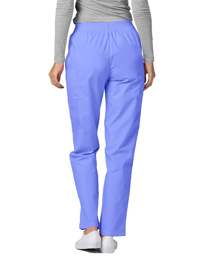 Adar 30 Inch Women Elastic Waist Cargo Scrub Pants Ceil Blue