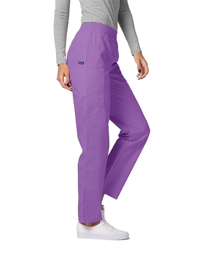 Adar 30 Inch Women Elastic Waist Cargo Scrub Pants Lavendar