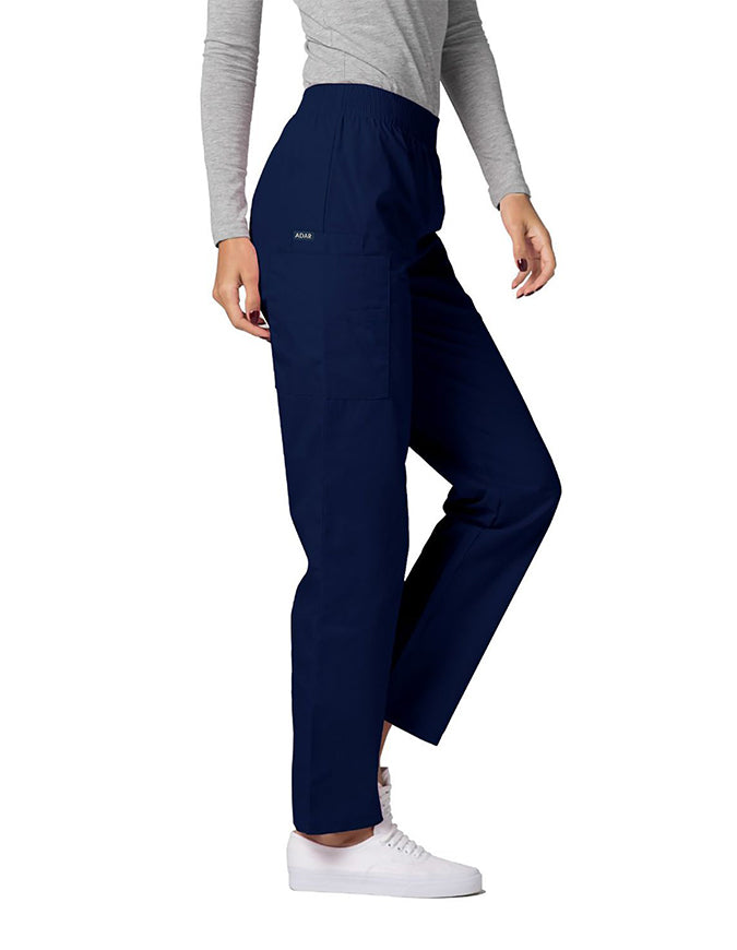 Adar 30 Inch Women Elastic Waist Cargo Scrub Pants Navy