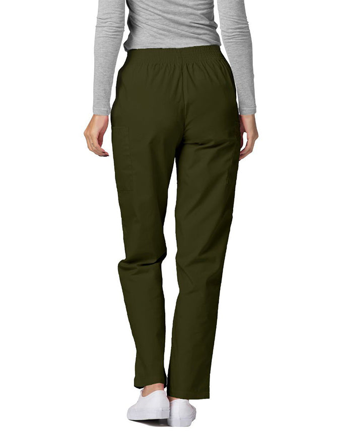 Adar 30 Inch Women Elastic Waist Cargo Scrub Pants Olive