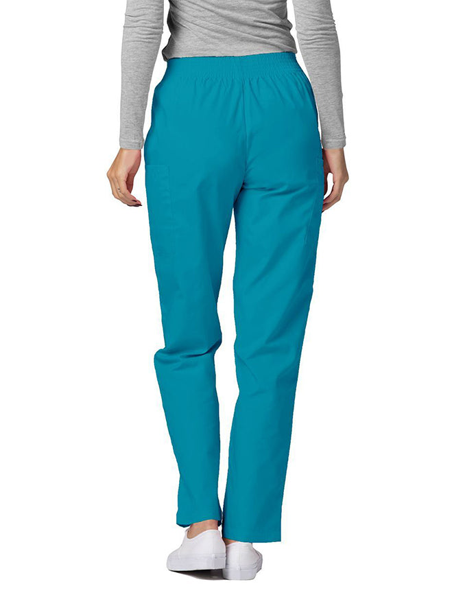 Adar 30 Inch Women Elastic Waist Cargo Scrub Pants Silver Teal Blue