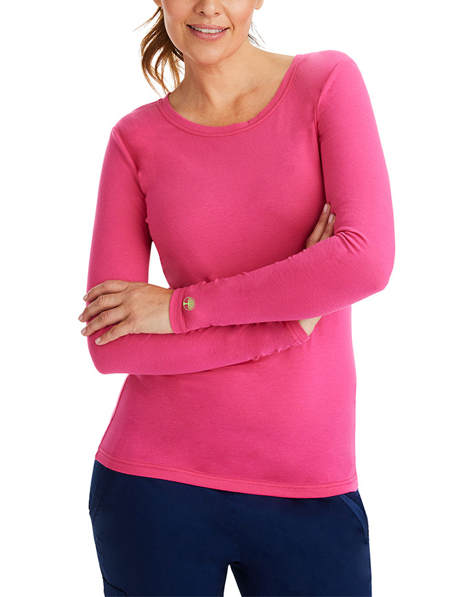 Healing Hands Women's Long Sleeve Melissa Tee - Carnation Pink