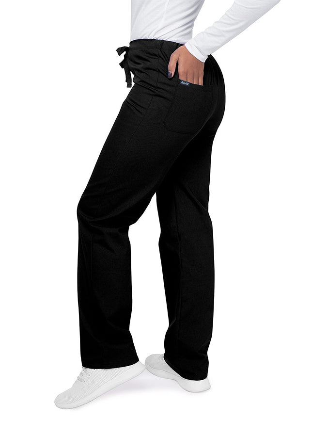 Adar Unisex Two Pockets Drawstring Scrub Pants Surgical Black