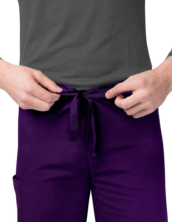 Adar Unisex Two Pockets Drawstring Scrub Pants Purple