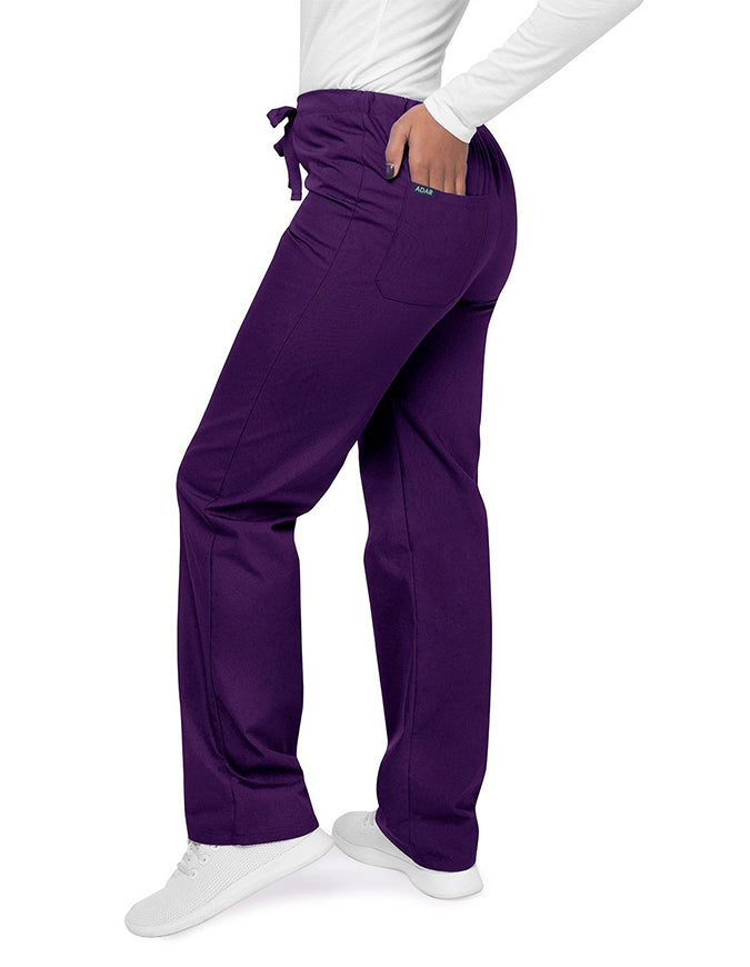 Adar Unisex Two Pockets Drawstring Scrub Pants Purple