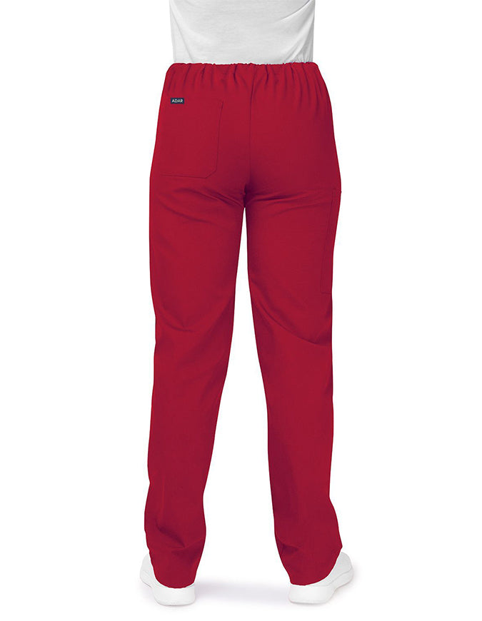 Adar Unisex Two Pockets Drawstring Scrub Pants Red