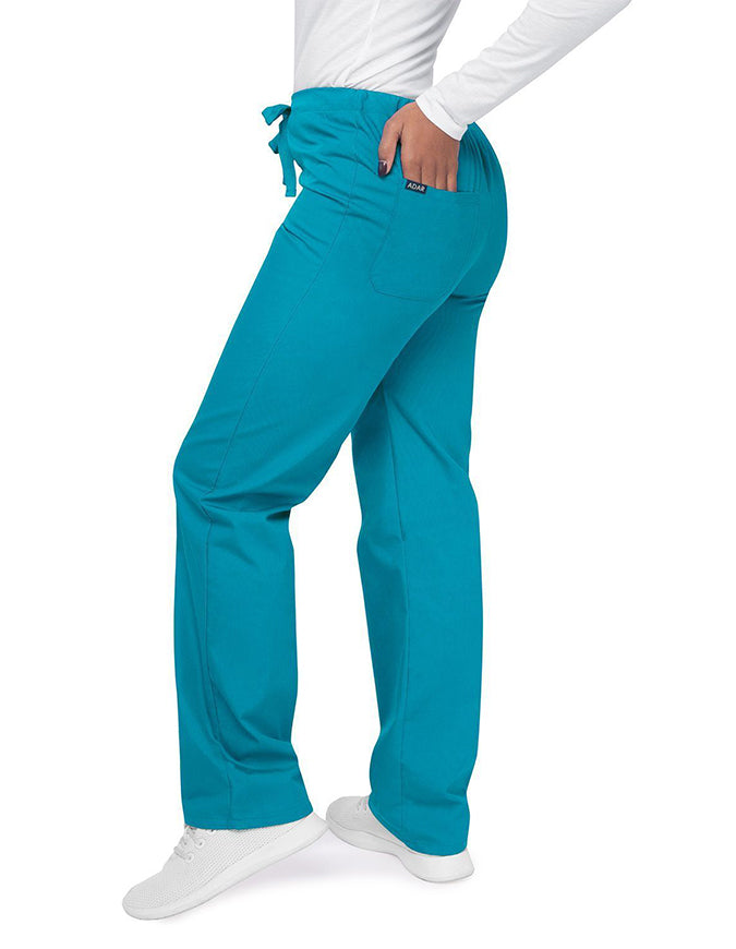 Adar Unisex Two Pockets Drawstring Scrub Pants Surgical Teal Blue