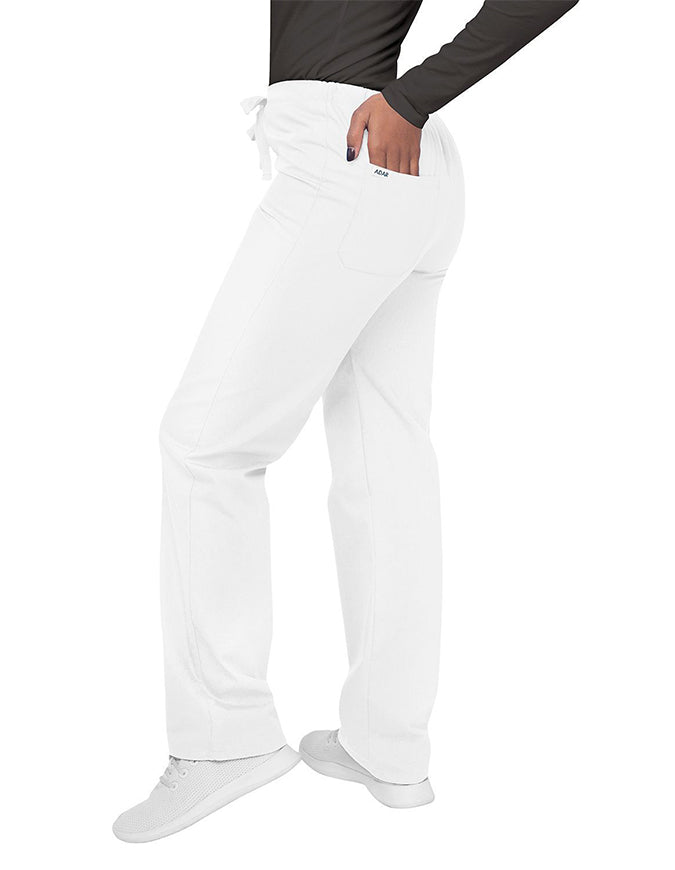 Adar Unisex Two Pockets Drawstring Scrub Pants Surgical White