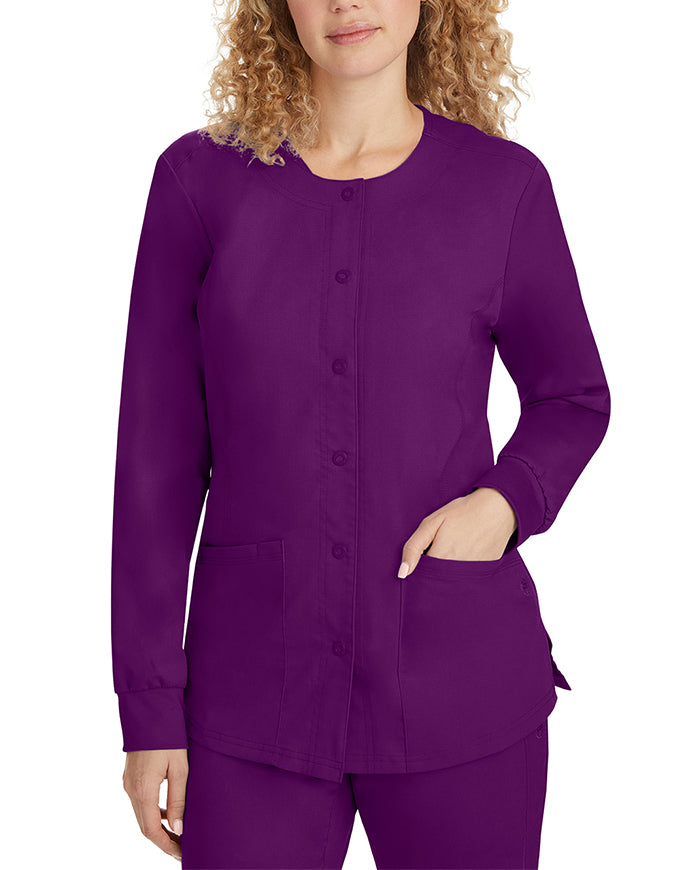 Healing Hands Purple Label Women's Snap Front Daisy Scrub Jacket Eggplant