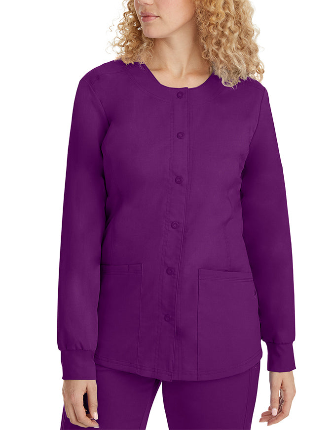 Healing Hands Purple Label Women's Snap Front Daisy Scrub Jacket Eggplant