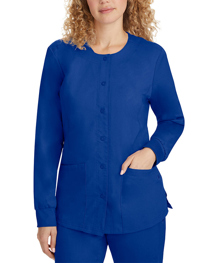 Healing Hands Purple Label Women's Snap Front Daisy Scrub Jacket -Galaxy Blue