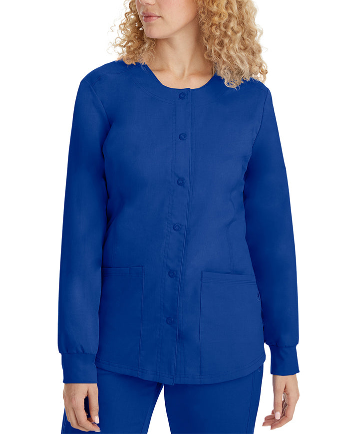 Healing Hands Purple Label Women's Snap Front Daisy Scrub Jacket -Galaxy Blue