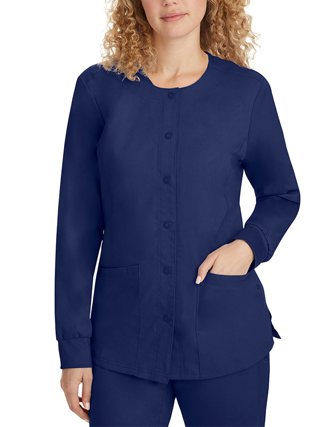 Healing Hands Purple Label Women's Snap Front Daisy Scrub Jacket - Navy