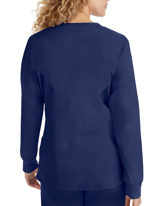 Healing Hands Purple Label Women's Snap Front Daisy Scrub Jacket - Navy