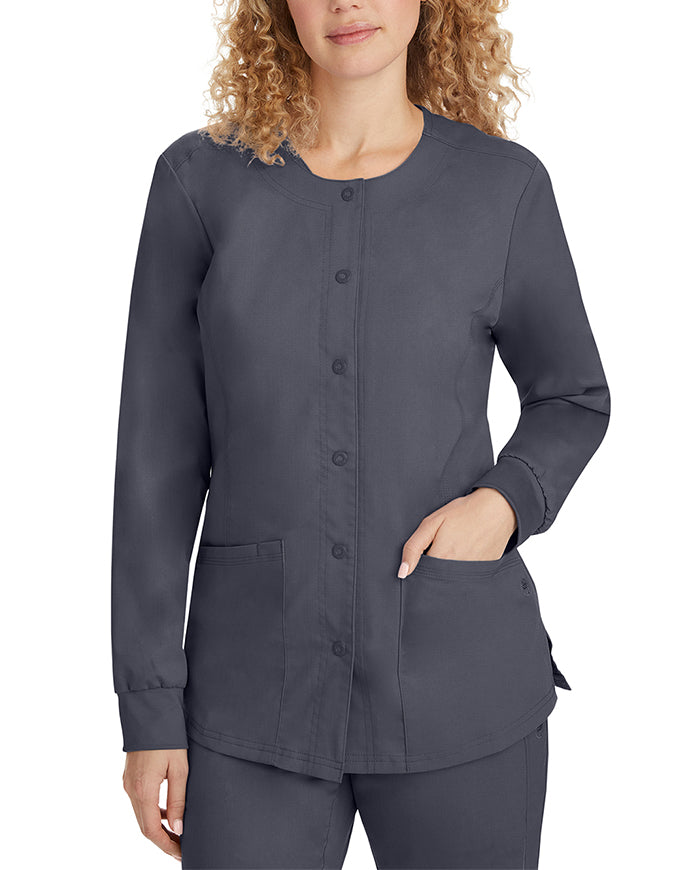 Healing Hands Purple Label Women's Snap Front Daisy Scrub Jacket - Pewter