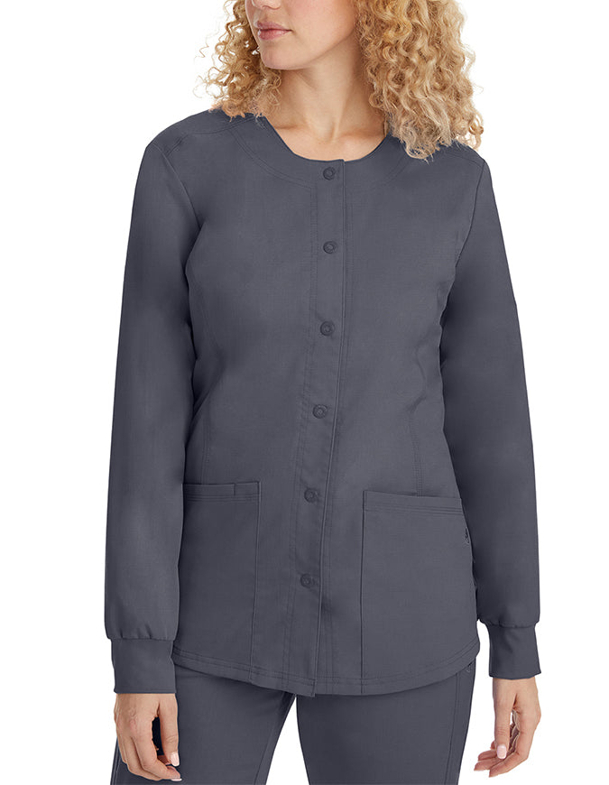 Healing Hands Purple Label Women's Snap Front Daisy Scrub Jacket - Pewter