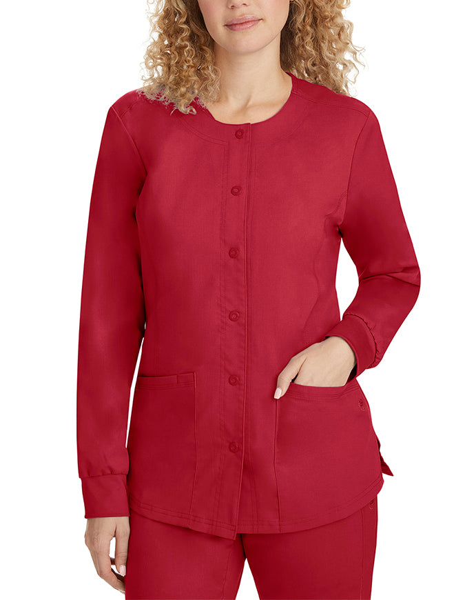 Healing Hands Purple Label Women's Snap Front Daisy Scrub Jacket - Red