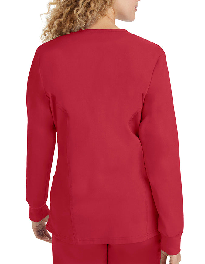 Healing Hands Purple Label Women's Snap Front Daisy Scrub Jacket - Red