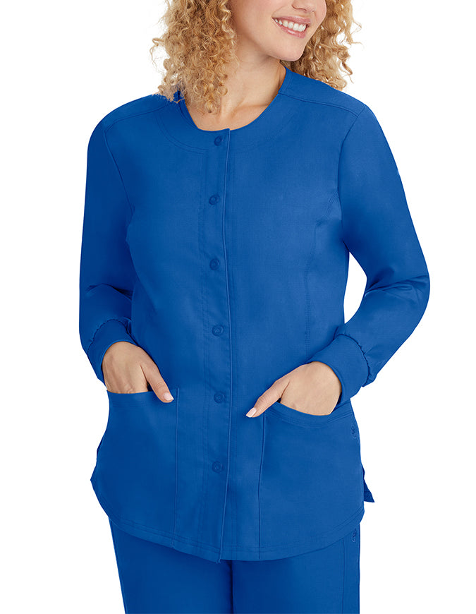 Healing Hands Purple Label Women's Snap Front Daisy Scrub Jacket - Royal