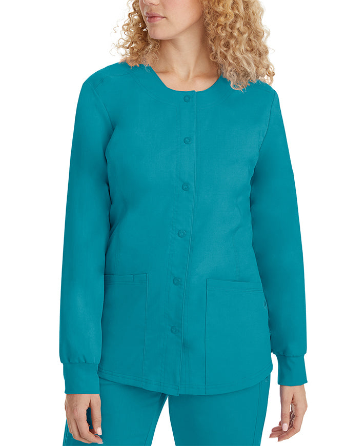 Healing Hands Purple Label Women's Snap Front Daisy Scrub Jacket - Teal