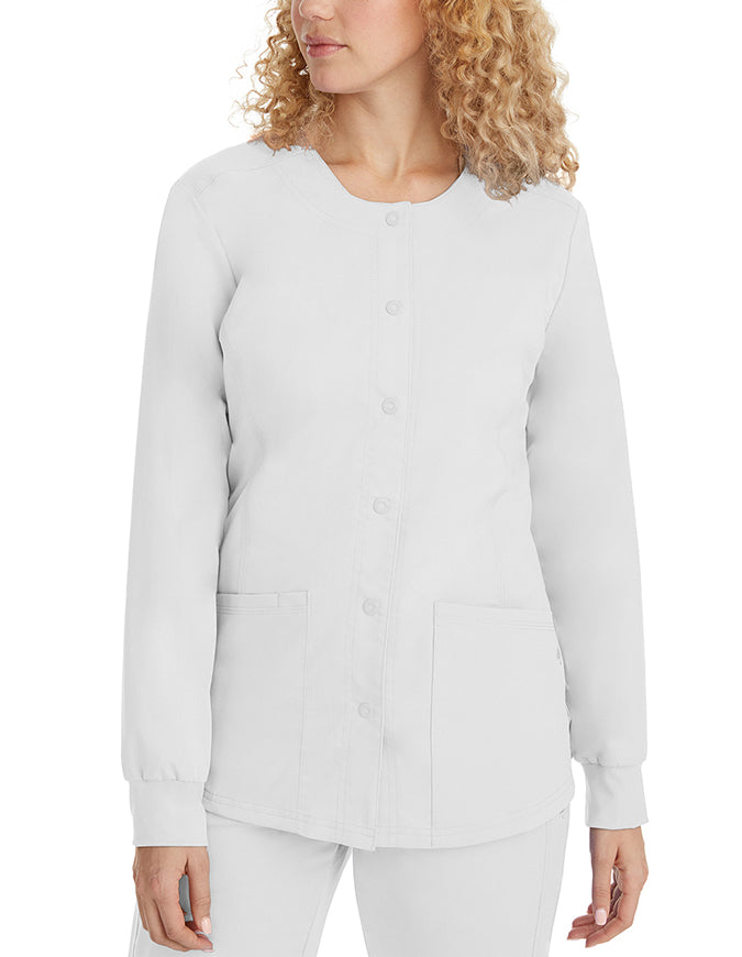 Healing Hands Purple Label Women's Snap Front Daisy Scrub Jacket - White