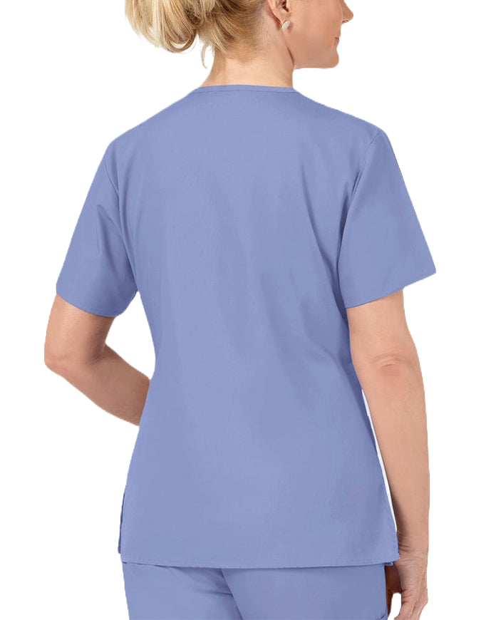 WonderWink 27.75 Inch Women's The Bravo V-Neck Nursing Top - Ciel blue