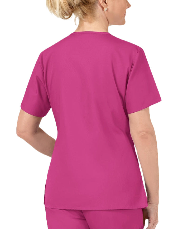 WonderWink 27.75 Inch Women's The Bravo V-Neck Nursing Top - Hot Pink