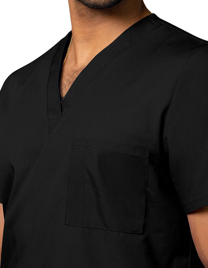 Adar 28.5 Inch Unisex V-Neck Nursing Scrub Top Black