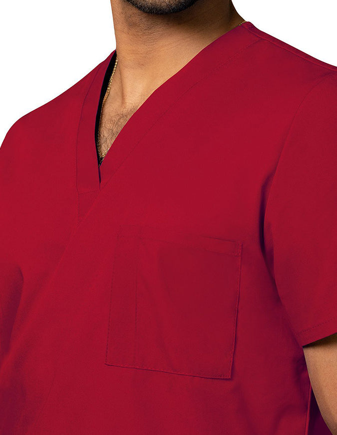 Adar 28.5 Inch Unisex V-Neck Nursing Scrub Top Red