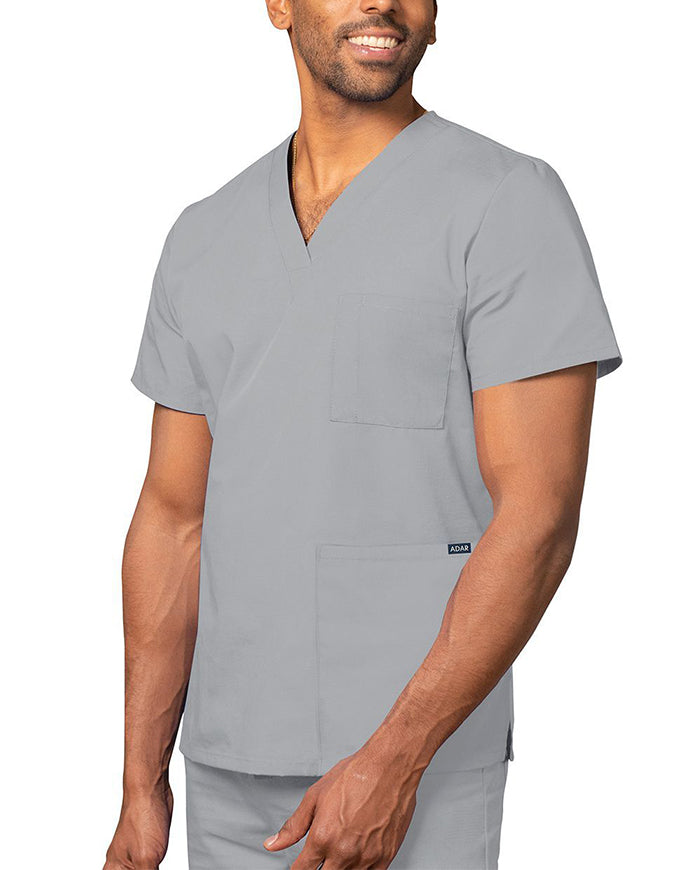 Adar 28.5 Inch Unisex V-Neck Nursing Scrub Top Silver Gray