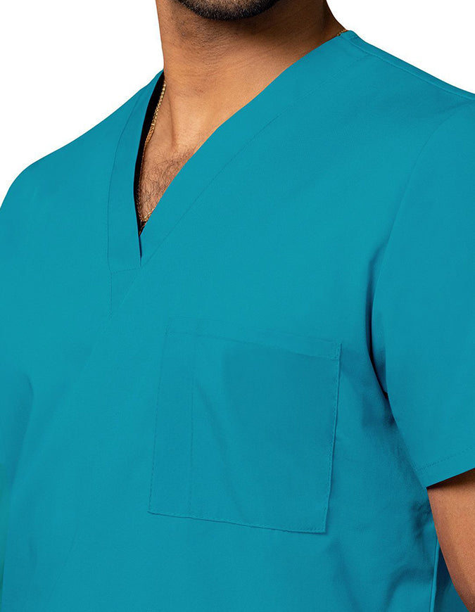 Adar 28.5 Inch Unisex V-Neck Nursing Scrub Top Teal Blue