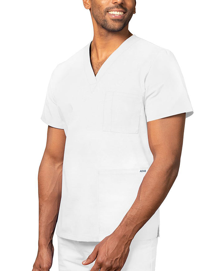 Adar 28.5 Inch Unisex V-Neck Nursing Scrub Top White