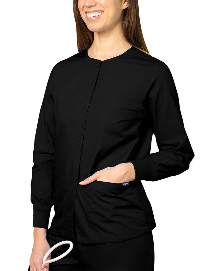 Adar 29 Inch Women's Two Pockets Warm Up Scrub Lab Jacket - Black