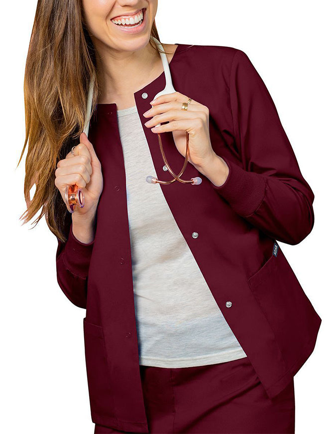 Adar 29 Inch Women's Two Pockets Warm Up Scrub Lab Jacket - Burgundy