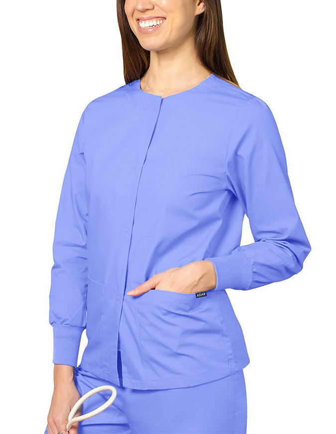 Adar 29 Inch Women's Two Pockets Warm Up Scrub Lab Jacket - Ceil Blue