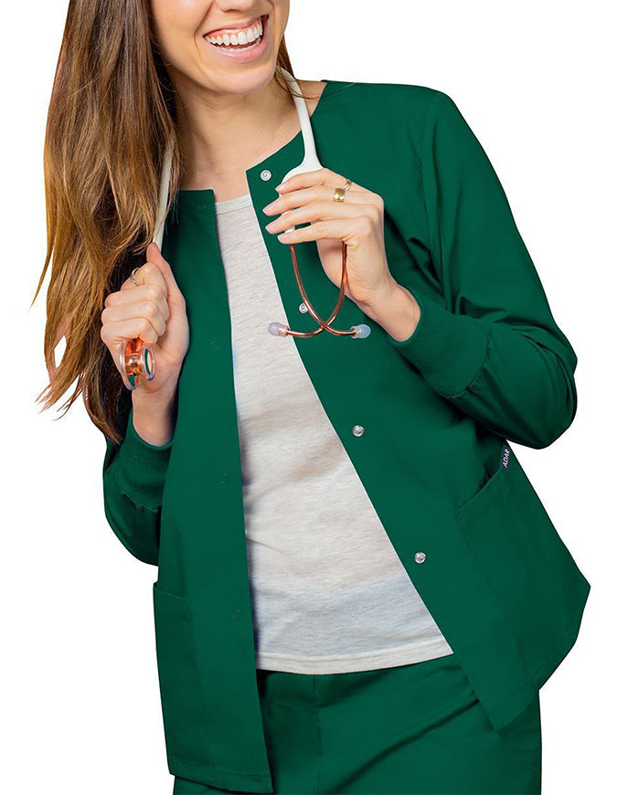 Adar 29 Inch Women's Two Pockets Warm Up Scrub Lab Jacket - Hunter Green