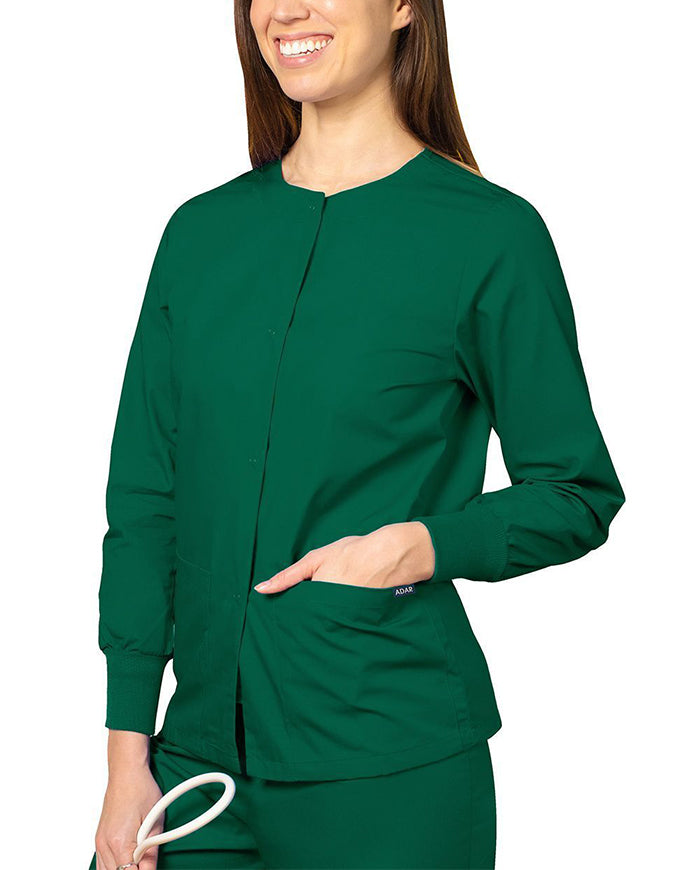 Adar 29 Inch Women's Two Pockets Warm Up Scrub Lab Jacket - Hunter Green