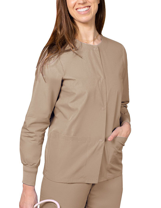 Adar 29 Inch Women's Two Pockets Warm Up Scrub Lab Jacket - Khaki