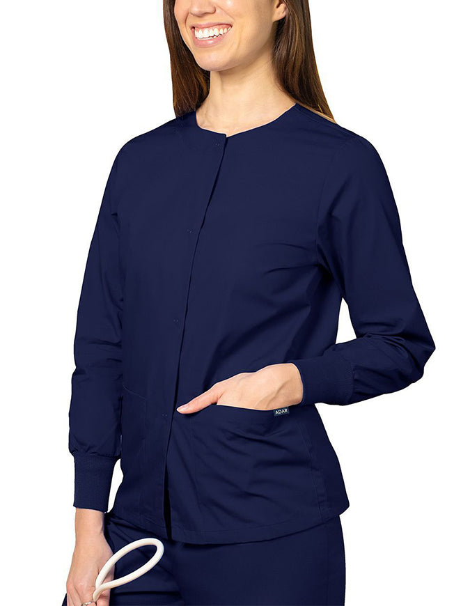 Adar 29 Inch Women's Two Pockets Warm Up Scrub Lab Jacket - Navy