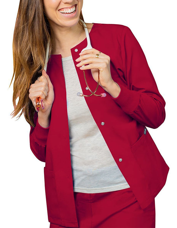 Adar 29 Inch Women's Two Pockets Warm Up Scrub Lab Jacket - Red