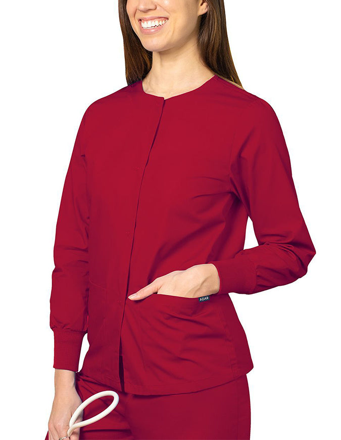 Adar 29 Inch Women's Two Pockets Warm Up Scrub Lab Jacket - Red